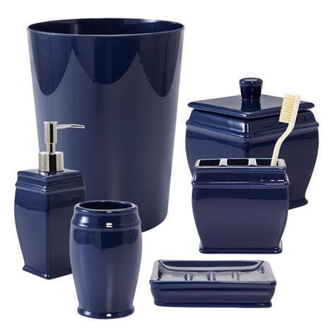 navy bathroom accessories set.